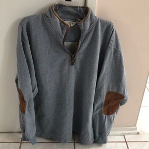 Orvis men’s 3/4 zip sweater-XL w/leather trim